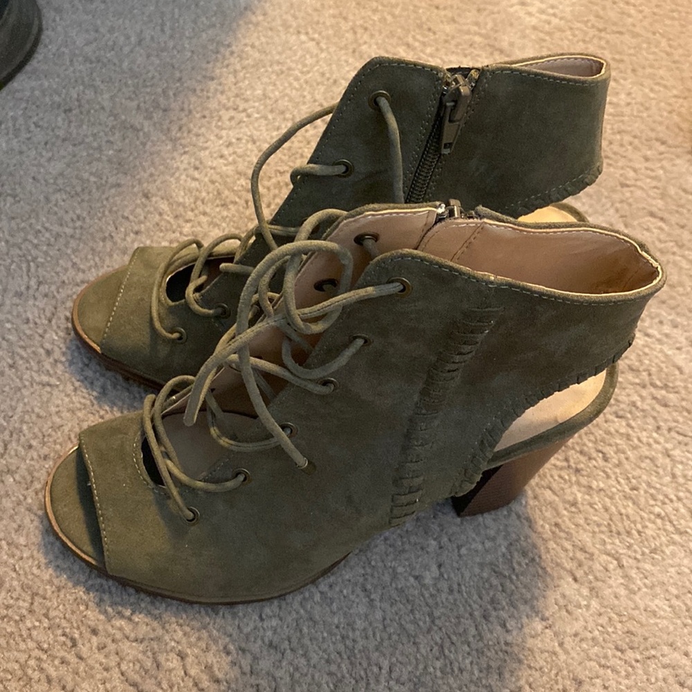Green heeled sandals